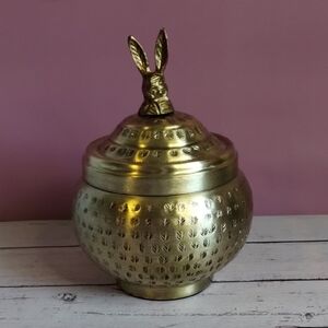 Creative Co-Op Hammered Brass Bunny Trinket Box
